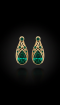 Emerald and gold teardrop earrings